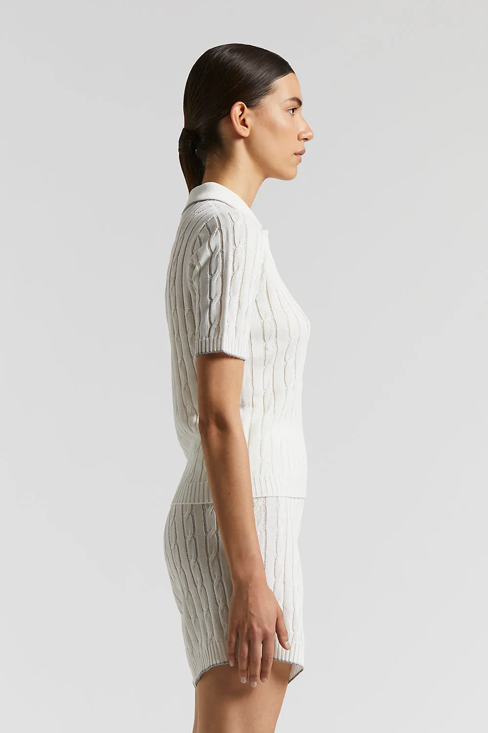Cotton crepe tricot polo shirt