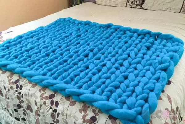 DIY Hand Knit Kit, Lap Throw 30x50 in, Merino wool