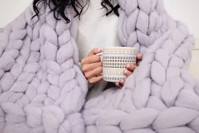 DIY Hand Knit Kit, Lap Throw 30x50 in, Merino wool