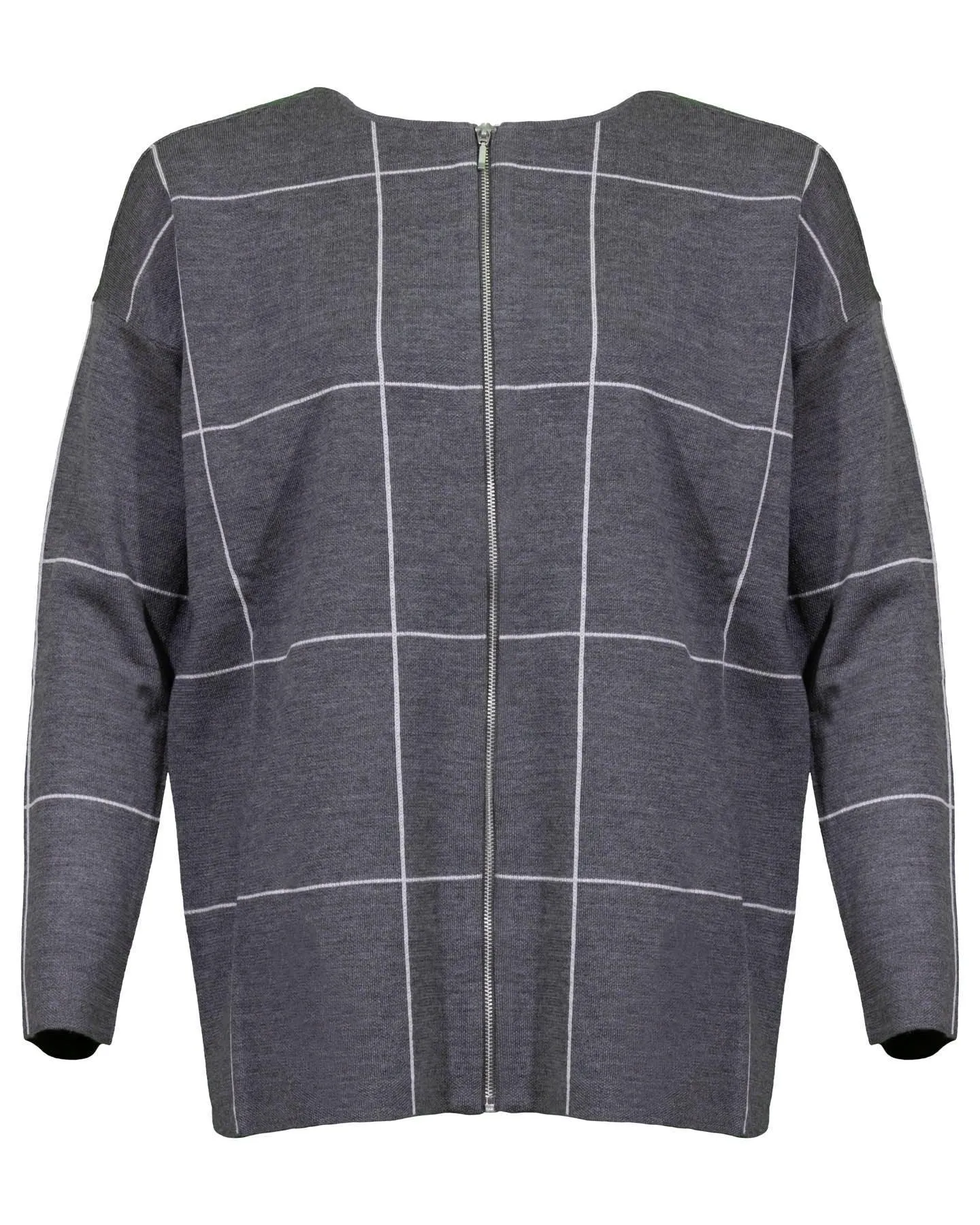 Eileen Fisher Windowpane Check Zip Cardigan