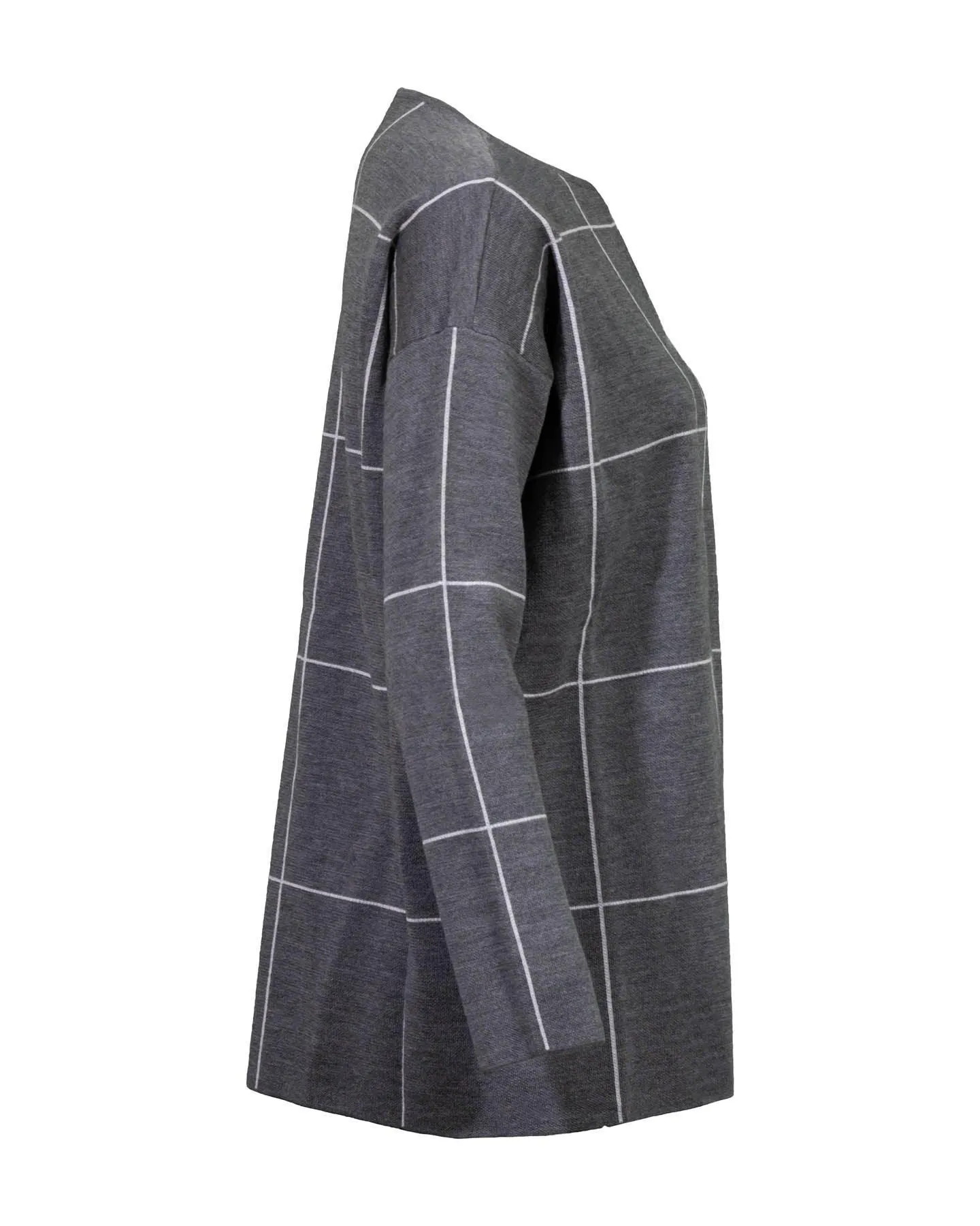 Eileen Fisher Windowpane Check Zip Cardigan