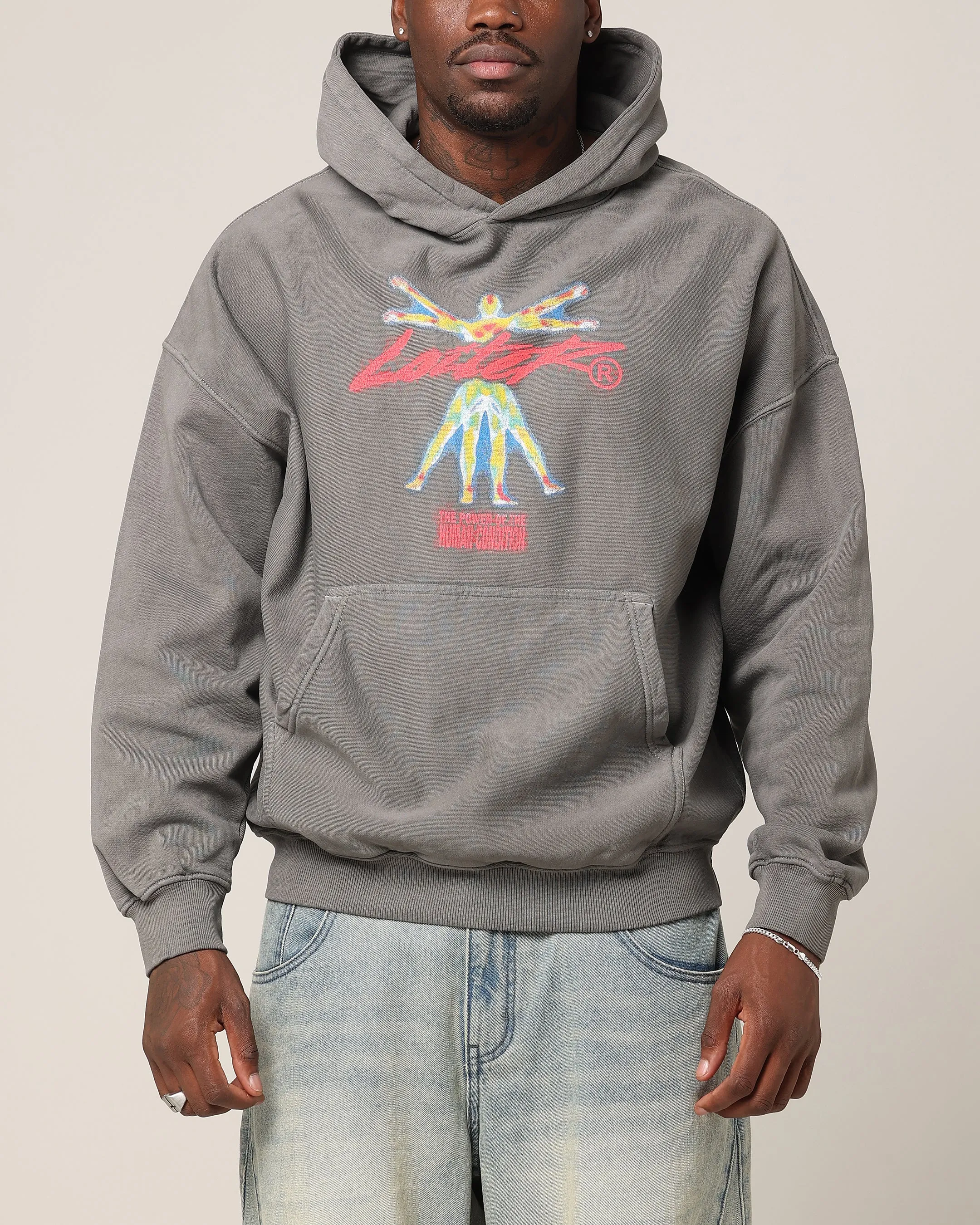 Loiter Human Condition Hoodie Washed Charcoal