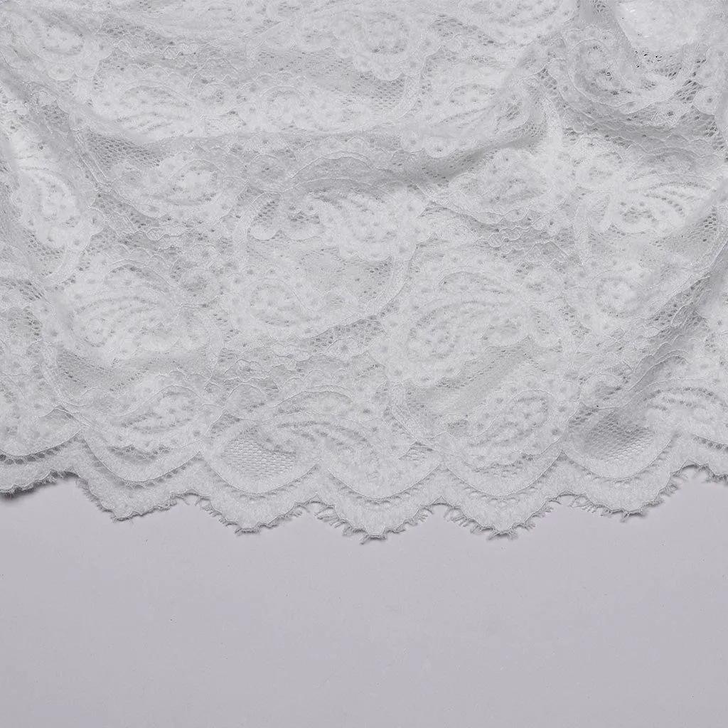 Women's Gothic Stand Collar Puff Sleeved Lace Shirt White